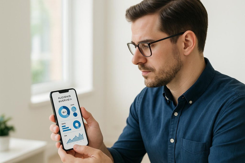 Marketer adjusting Instagram ads targeting on a phone screen